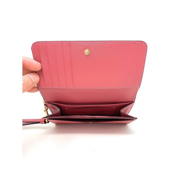 Coach Women's Flap Phone Wristlet Wallet in Crossgrain Leather - Strawberry - Picture 4 of 4